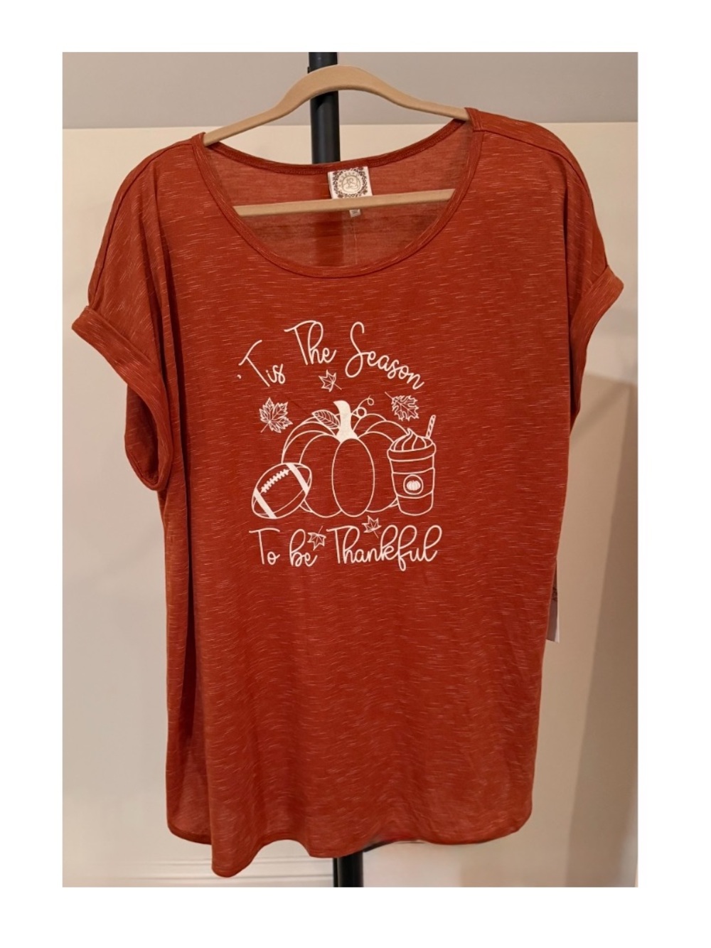 Women's Short-Sleeve Rust Graphic Tee - 'Tis The Season To Be Thankful